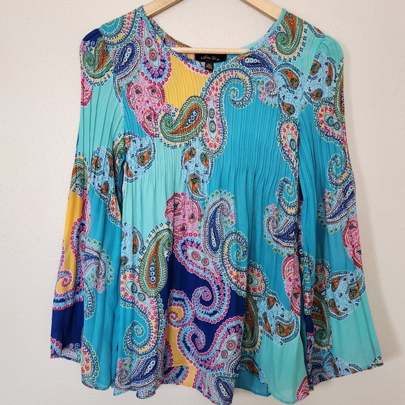 Melissa Paige Long Sleeve Pleated Blouse - Picture 1 of 5